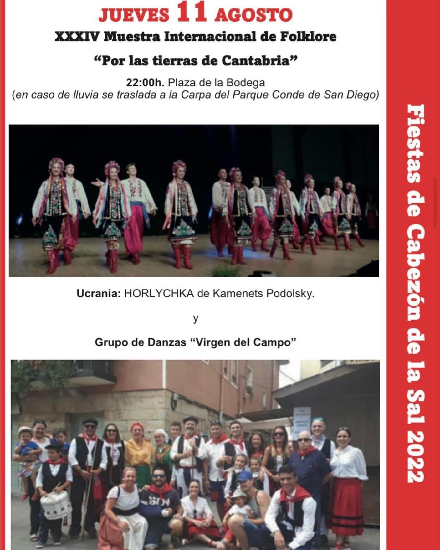 XXXIV Muestra Internacional de Folklore 

📅 11 de Agosto

⏰ 22:00h

📍Plaza Ángel de la Bodega 

#salencabezon #cabezondelasalenfiestas #cabezondelasal #turismocabezondelasal #cantabriainfinita